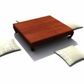 Japanese Tea Table With Seat Pad 3d model
