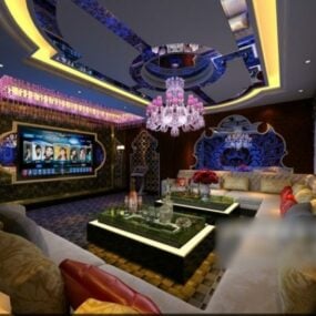 Escena interior de sala de karaoke grande modelo 3d