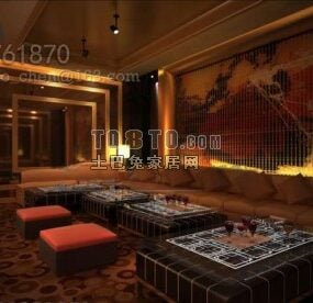Interior Of Club Room With Lighting Effects 3d model