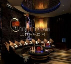 Karaoke Room Interior With Curved Sofa 3d model