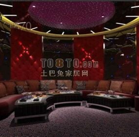 Club Interior With Curved Sofa 3d model
