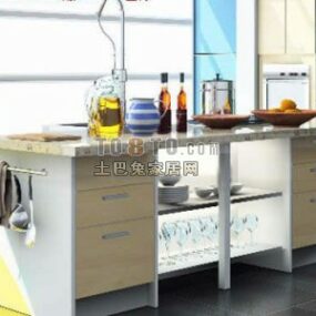 Kitchen Cabinet With Kitchenware 3d model