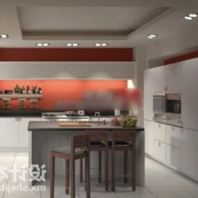 3д модель современного кухонного шкафа белого цвета