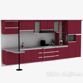 Blaues Küchen-Eckschrank-Design, 3D-Modell