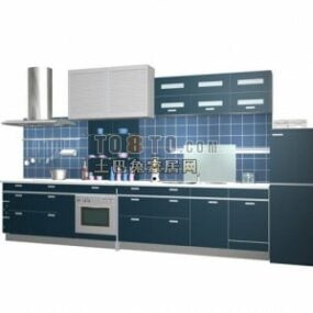 Model 3d Kabinet Biru Perabot Dapur