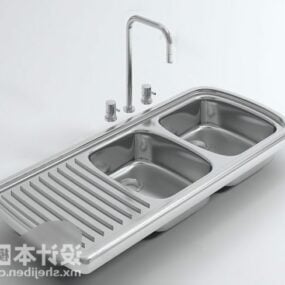 نموذج حوض المطبخ الفولاذي ثلاثي الأبعاد