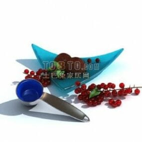 Kitchenware Tableware Bowl With Spoon 3d model