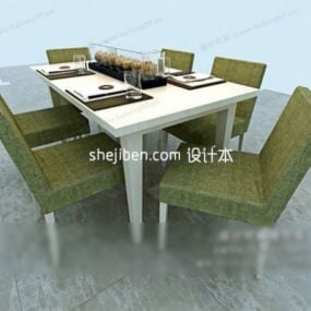 Korealainen ruokapöytä tuolilla 3d-malli