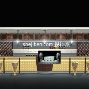 Club Reception Interior Space 3D-malli