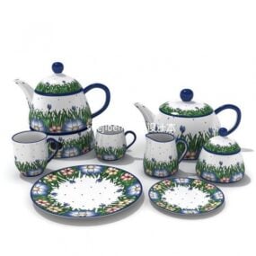 Lace Patterned Teapot Set 3d model