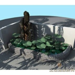 Arkitektur fyrkantig landskapsdesign 3d-modell