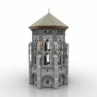 石造りの監視塔の中世の建物