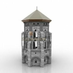 Stone Watch Tower medeltida byggnad 3d-modell