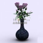 Grand vase avec plante fleurie à l'intérieur