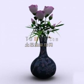 Large Vase With Flower Plant Inside 3d model