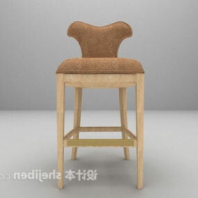 Leather Wooden Bar Chair 3d model