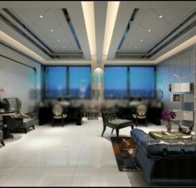 Interior Scene Living Area With Bookcase Decoration 3d model