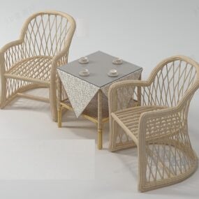 Mesa de banqueta redonda com prateleira embaixo Modelo 3D