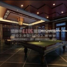 Billiard Club Room Interior Scene 3d model
