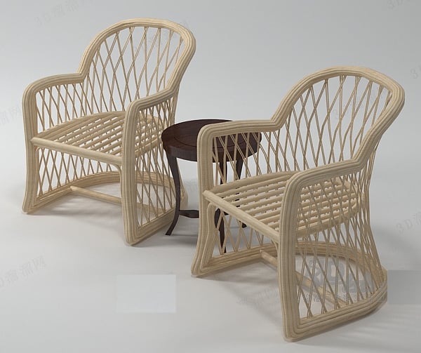 Set aus Rattantisch und -stuhl für den Außenbereich