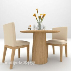 Okrągły stolik kawowy i połączenie krzesła Model 3D