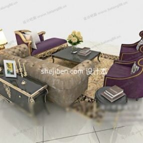 3д модель европейского фиолетового дивана
