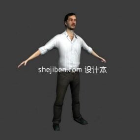 Beyaz Gömlekli Genç Erkek Bedeni 3D model