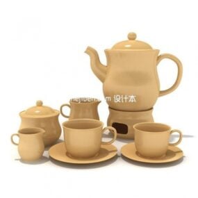 Light Yellow Teapot Set 3d model