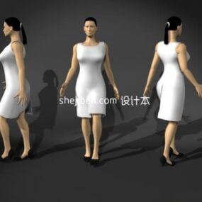 Nainen Valkoinen Mekko 3D-malli