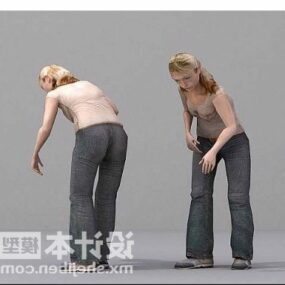 Skjønnhet jente ser positur 3d-modell