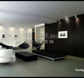 Sofa Black Leather Modern Design 3d model