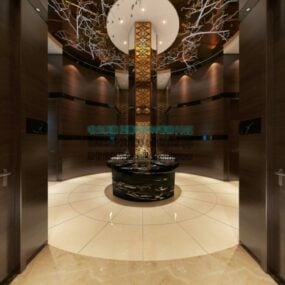 Lobby Interior Scene With Ceiling Decoration 3d model