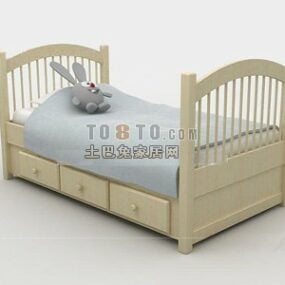 Linda cama de solteiro para crianças modelo 3d