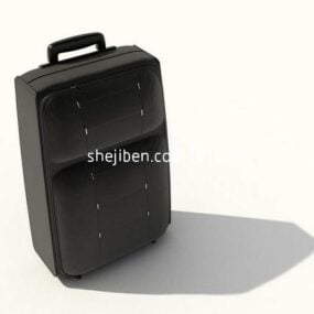 Luggage Suitcase Black Leather 3d model
