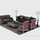 Luxury European sofa coffee table combination 3d model .