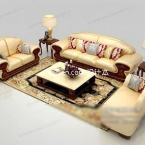 Sofá europeo de lujo, muebles de salón, modelo 3d