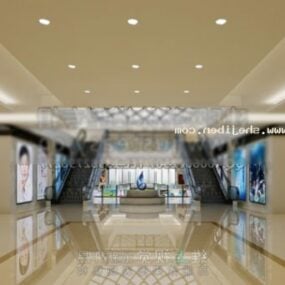 Escena interior interior del centro comercial modelo 3d