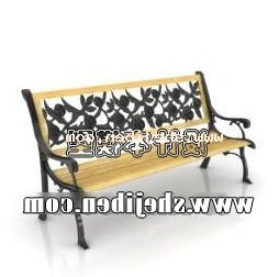 Modelo 3d de material de madeira de metal para assento externo