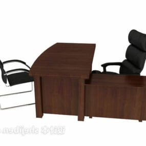 Manager skrivebord bord og stol 3d model