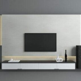 Minimalist White Tv Wall 3d model