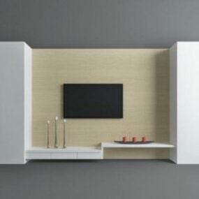 TV-Wand, Holzstruktur, Hintergrund, 3D-Modell