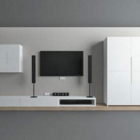 Dinding TV Dengan Kabinet Speaker model 3d