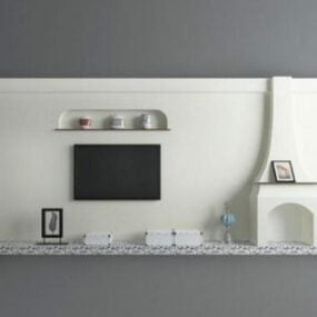 Kabinet Dinding Tv Gaya Mediterania model 3d