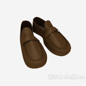 Men Brown Leather Shoes 3d model