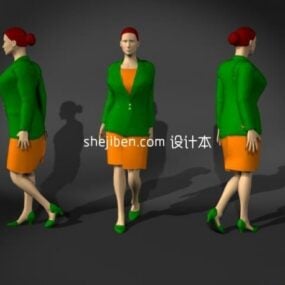 Office Lady Walking Character 3d model