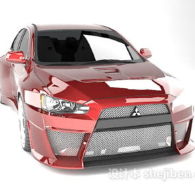 Mô hình 3d xe Mitsubishi Lancer Evolution màu đỏ