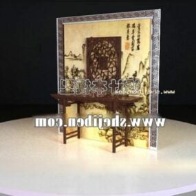 Chinese Console Table With Backwall 3d model