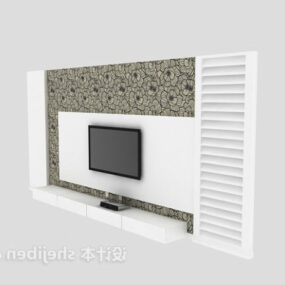 Model 3D nowoczesnej białej ściany telewizyjnej