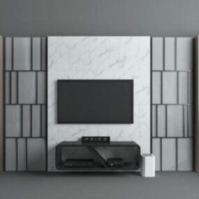 خلفية حائط تلفزيون رخامية حديثة نموذج ثلاثي الأبعاد