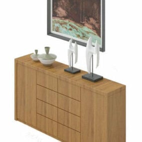 现代大厅柜木质材料3d模型